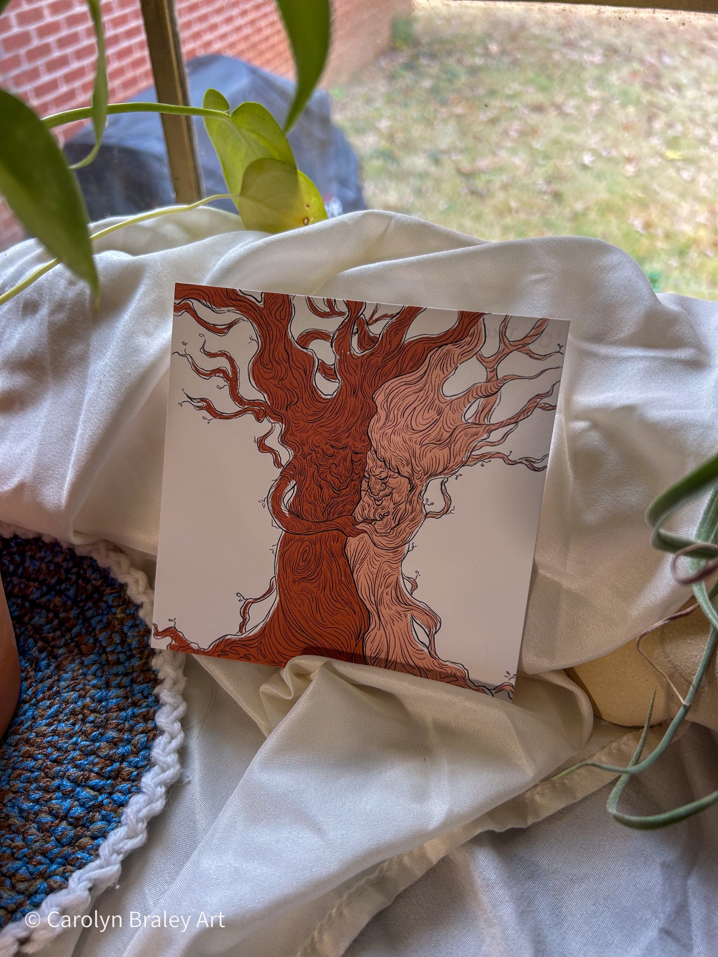 Two inosculated trees with faces who are in love.