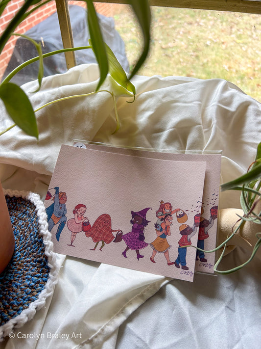 "Trick or Treaters" 5x7 Illustration