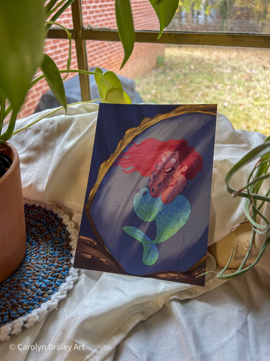 "Scared Mermaid" 5x7 Illustration